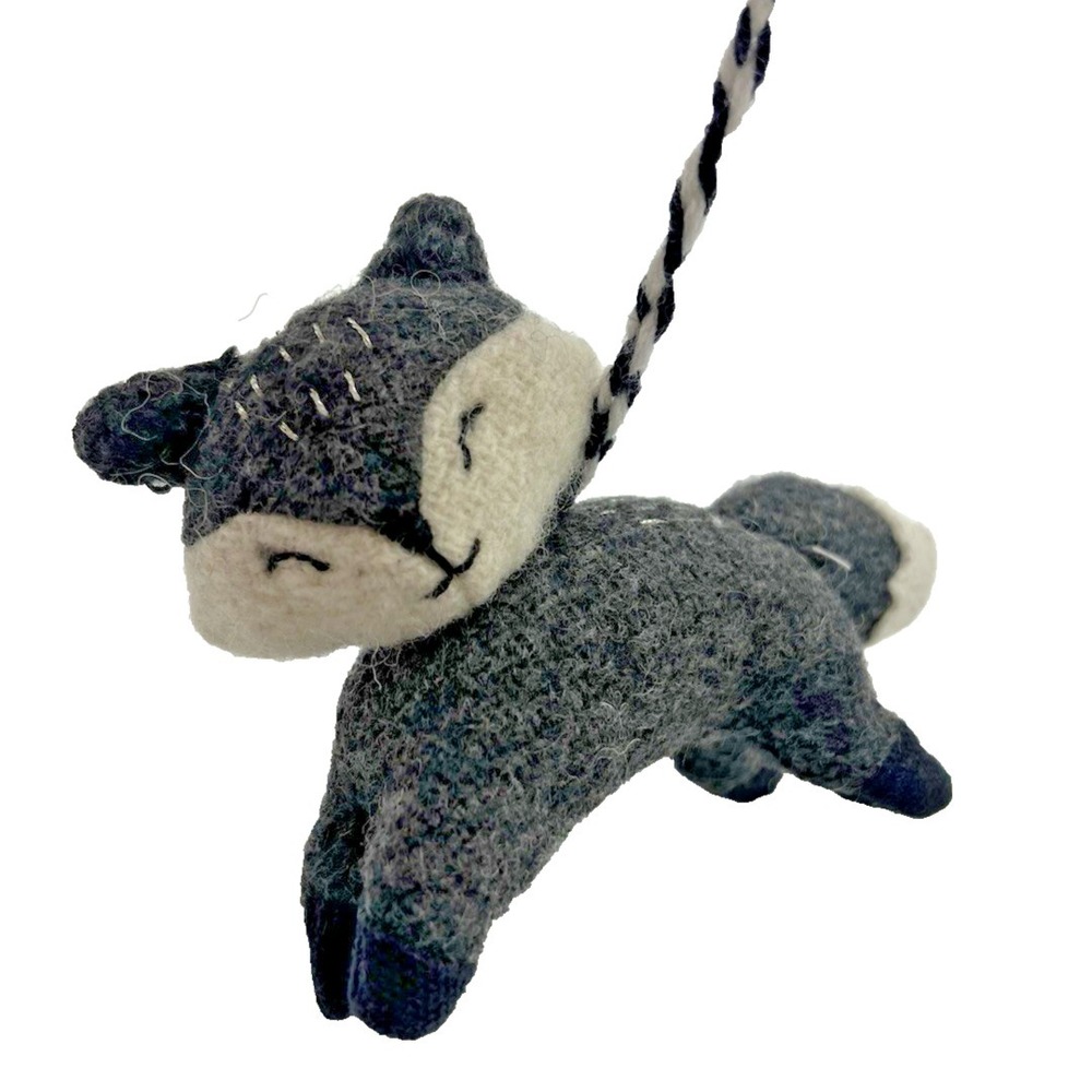 Park Hill Christmas Ornament Wool Blend Fox Gray Animal Woodland Forest NEW